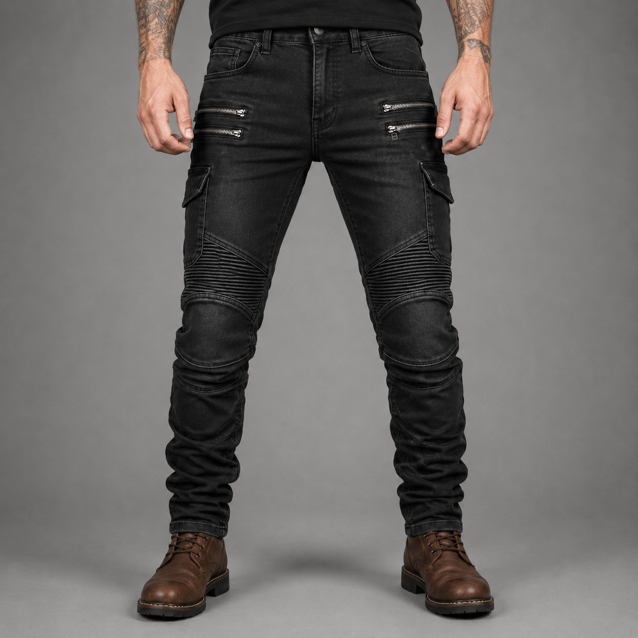Borvane ShieldFlex™ Black Motorcycle Jeans